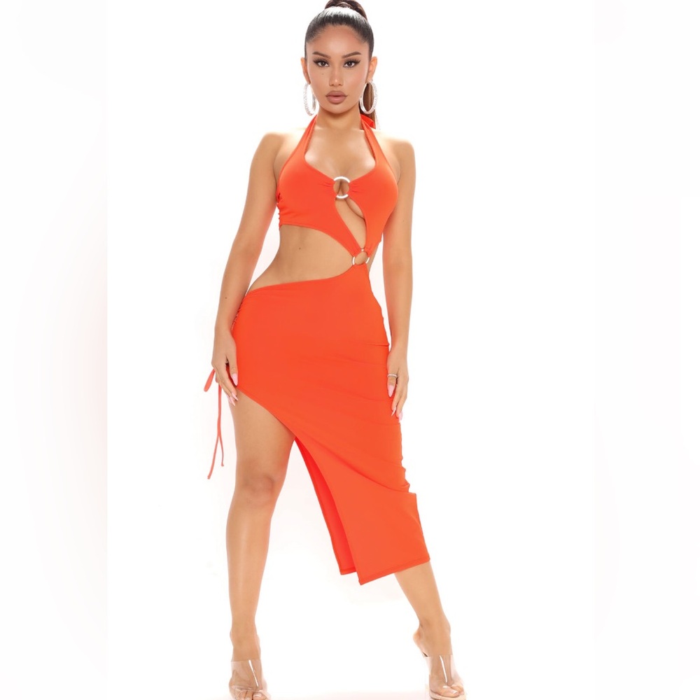 BRAND NEW NEON ORANGE CUT OUT DRESS
